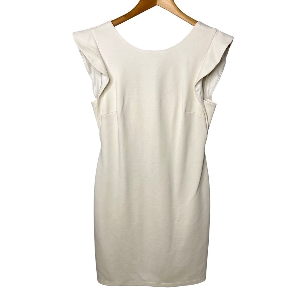 Bailey 44 Sheath Dress Ruffle Cap Sleeve White Size Large Bride Wedding - Picture 2 of 8